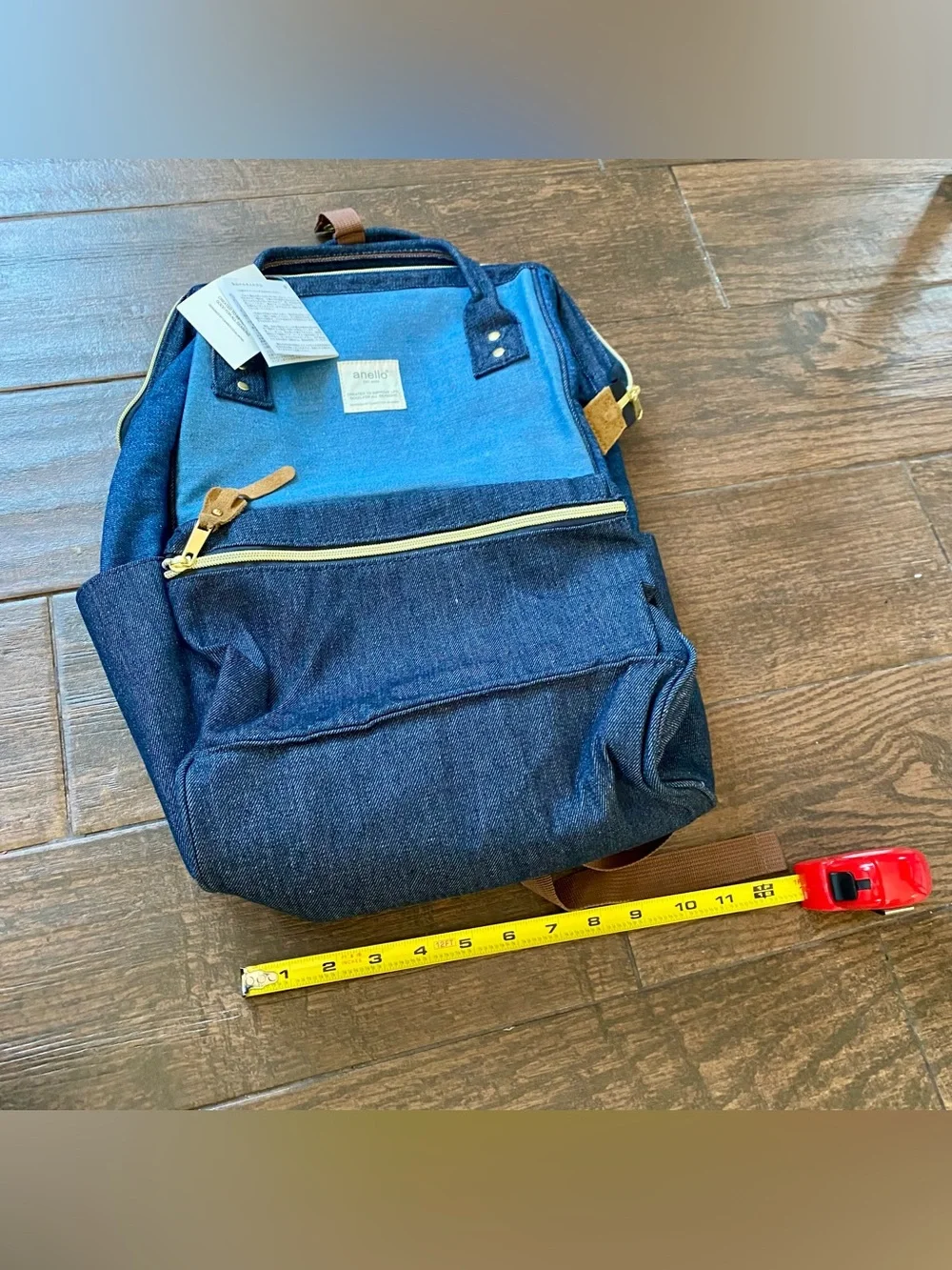 Sea Blue And Denim Anello Japan Unisex Backpack Rucksack Diaper Travel Bag